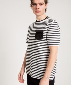 Alternative view of Jahr Marc London Stripe T-shirt in Black and White with Chest Pocket Detail