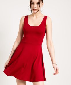 Alternative view of Jahr Marc London Mini Skater Dress in Red with Scoop Neck