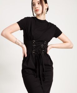 Alternative view of Jahr Marc London Corset Detail Midi Dress in Black