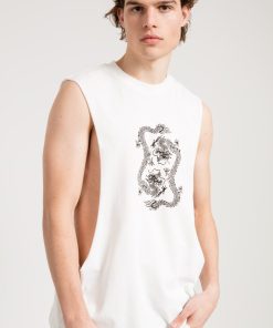 Alternative view of Jahr Marc London Oversized Vest in White with Dragon Print