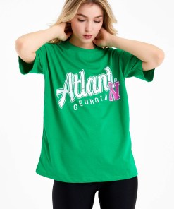 Alternative view of Dunipa Atlanta Oversized Crew Neck T-shirt in Green