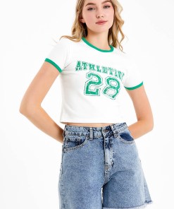 Alternative view of Dunipa Athletics 28 Cropped T-shirt in White