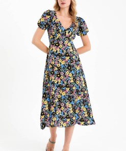 Alternative view of Dunipa Floral Slit Dress in Black