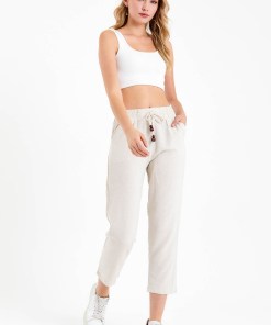 Alternative view of Dunipa Peg Leg Linen Trouser in Beige