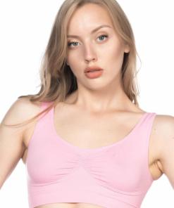 Alternative view of M,I Soft Seamless Sports Bra Bustier in Pink / Code 4005