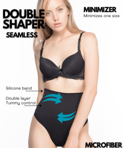Alternative view of M,I Double Tummy Control Thong Panties in Black / Code  2020