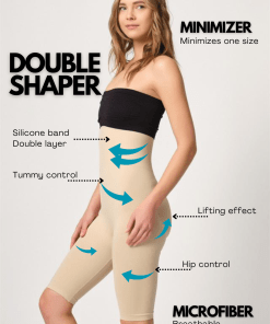 Alternative view of M,I High Waist Double Body Shaper Shorts in Skin / Code  2044