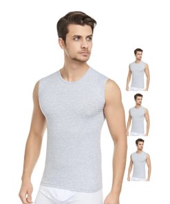 Alternative view of HJ CNT Fitted 3 Pieces Sleeveless Singlets in Grey