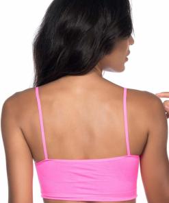 Alternative view of M,I Soft Seamless Thin Strap Bustier Bra in Neon Fuchsia / Code 4003