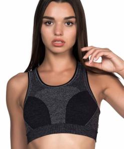 Alternative view of M,I Seamless Double Sports Bra in Black / Code 4026