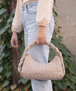 Alternative view of DSN 5937 Braided Top Handle Bag in Beige