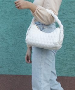 Alternative view of DSN 5937 Braided Top Handle Bag in White