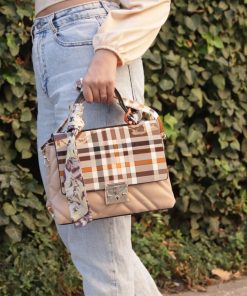 Alternative view of DSN 5973 Top Handle Bag with Scarf in Beige