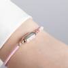 Dunipa BR1014 Silver Bracelet with Rope - Pink Colour