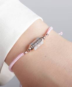 Alternative view of Dunipa BR1014 Silver Bracelet with Rope - Pink Colour