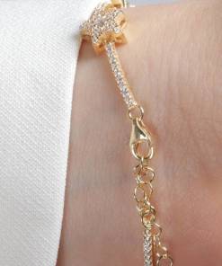 Alternative view of Dunipa BR1015 Silver Stars Bracelet - Gold Colour