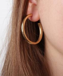 Alternative view of Dunipa ER1001 Silver Big Hoop Earring - Gold Colour