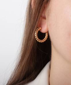 Alternative view of Dunipa ER1002 Silver Pile Hoop Earring - Gold Colour
