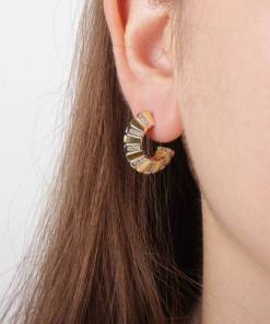 Alternative view of Dunipa ER1003 Silver Half Hoop Earring - Gold Colour