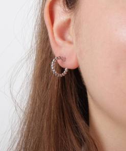 Alternative view of Dunipa ER1009 Silver Pile Hoop Earring