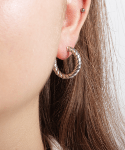 Dunipa ER1010 Silver Pile Hoop Earring