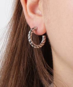 Alternative view of Dunipa ER1010 Silver Pile Hoop Earring