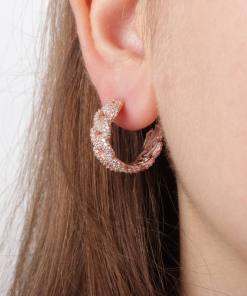 Alternative view of Dunipa ER1018 Silver Pile Hoop Earring - Rose Colour
