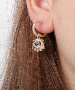 Alternative view of Dunipa ER1019 Silver Blue Eye Earring - Gold Colour