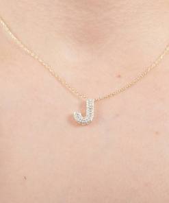 Alternative view of Dunipa NC1013 Silver Letter J Necklace - Gold Colour