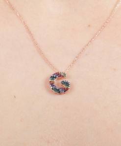 Alternative view of Dunipa NC1015 Silver Letter G Necklace - Rose Colour