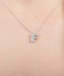 Alternative view of Dunipa NC1017 Silver Letter F Necklace