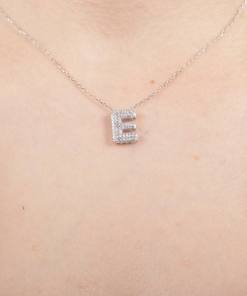 Alternative view of Dunipa NC1021 Silver Letter E Necklace