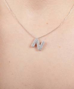 Alternative view of Dunipa NC1022 Silver Letter N Necklace
