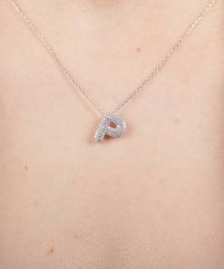 Alternative view of Dunipa NC1024 Silver Letter P Necklace