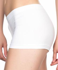 Alternative view of M,I Soft Seamless Mini Shorts in White / Code  3000