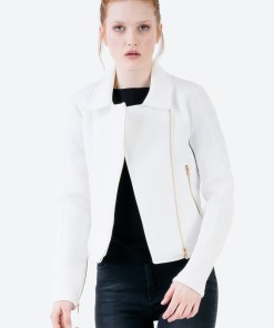 Alternative view of Jahr Marc London Quilted Biker Jacket in White Scuba