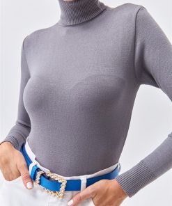 Alternative view of Dunipa Fisherman Collar Knitwear Blouse in Grey