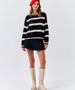 Alternative view of Dunipa Boat Neck Striped Knitwear in Black