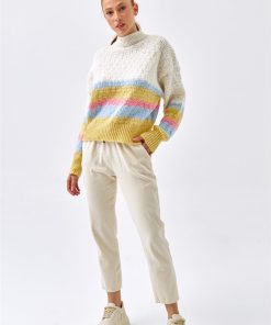 Alternative view of Dunipa Straight Neck Patterned Knitwear in Yellow