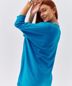 Alternative view of Dunipa Oversized Short Sleeve Knitwear in Blue