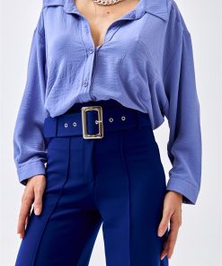 Alternative view of Dunipa Wide Leg Trousers with Belt in Saxe Blue