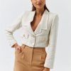 Dunipa Cropped Tweed Jacket in Ecru