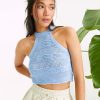 Dunipa Halter Neck Crop Knitwear in Blue