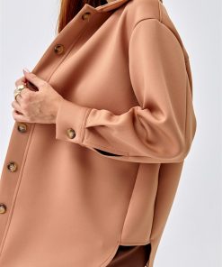 Alternative view of Dunipa Oval Cut Loose Shirt in Brown