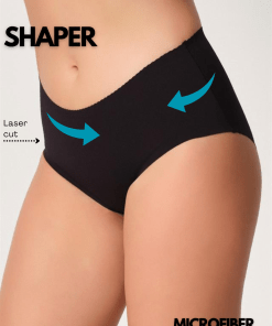 Alternative view of M,I Laser-Cut Shaper Midi Panties in Black / Code 2702