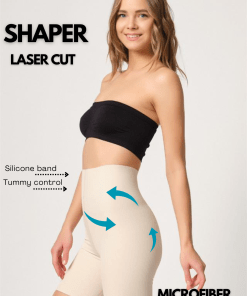 Alternative view of M,I Laser-Cut High Waist Tummy Control Shorts Shapewear in Skin / Code 2707