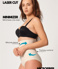 Alternative view of M,I Laser-Cut High Waist Tummy Control Panties Shapewear in Skin / Code 2708