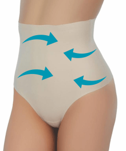 M,I Laser-Cut High Waist Tummy Control Thong Shapewear in Skin / Code 2720