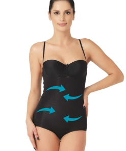 M,I Laser-Cut Open Breast Bodysuit Shapewear in Black / Code 2723