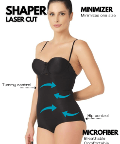 Alternative view of M,I Laser-Cut Open Breast Bodysuit Shapewear in Black / Code 2723